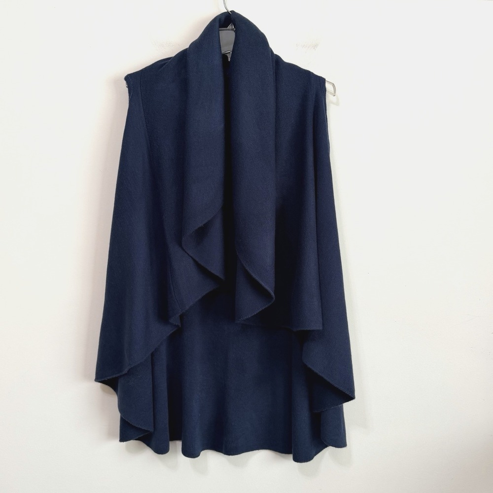 Look Sleeveless Cardigan Vest One Size Blue Waterfall Casual Errands Travel Top